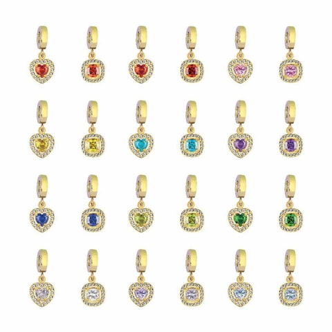Ciondoli in Acciaio Inossidabile Placcato Oro 18K a Forma di Cuore e Quadrato con Zirconi Ciondoli Fai-da-te per Bracciali Collane Donna