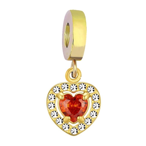 Ciondoli in Acciaio Inossidabile Placcato Oro 18K a Forma di Cuore e Quadrato con Zirconi Ciondoli Fai-da-te per Bracciali Collane Donna