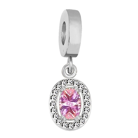 Elegante Ciondolo Ovale in Acciaio Inossidabile Con Intarsio di Strass Colorati Accessorio per Gioielli Fai da Te per Collana