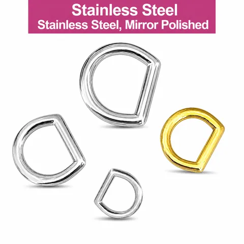 Stainless Steel D-Ring Buckle Metal Semi Circle D Rings Hardware For Bag Luggage Strap Belt DIY Jewelry Making Accessories