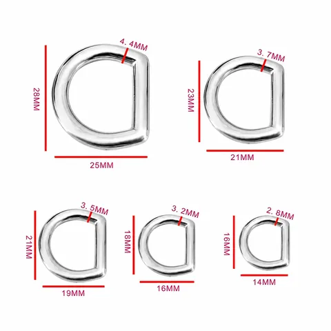 Stainless Steel D-Ring Buckle Metal Semi Circle D Rings Hardware For Bag Luggage Strap Belt DIY Jewelry Making Accessories