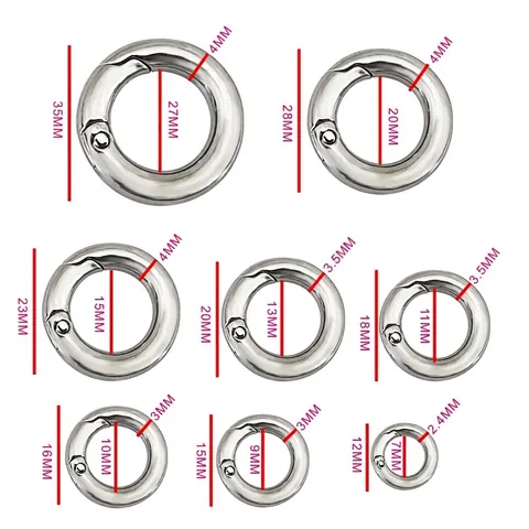 Polished Stainless Steel Spring O-Ring Buckle Silver Gold Metal Snap Hook For DIY Jewelry Keychain Bag Accessories