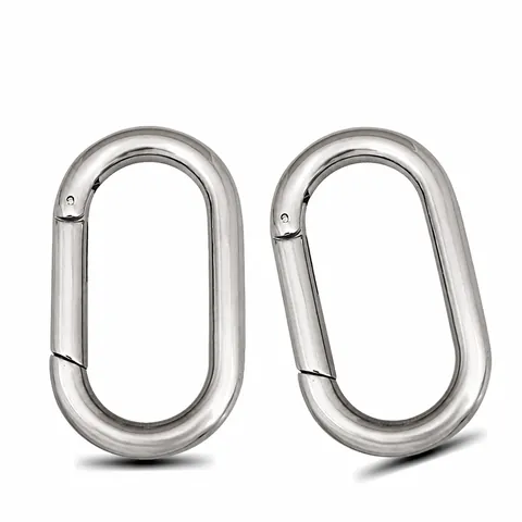 Stainless Steel Oval Spring Gate Buckle Polished Snap Hook For Jewelry Making Bag Hardware Keychain Accessories DIY Connection Buckle
