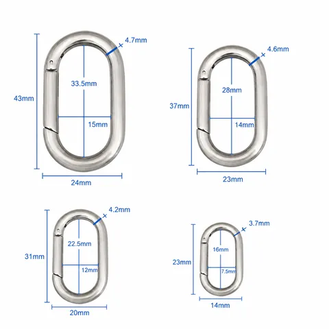 Stainless Steel Oval Spring Gate Buckle Polished Snap Hook For Jewelry Making Bag Hardware Keychain Accessories DIY Connection Buckle