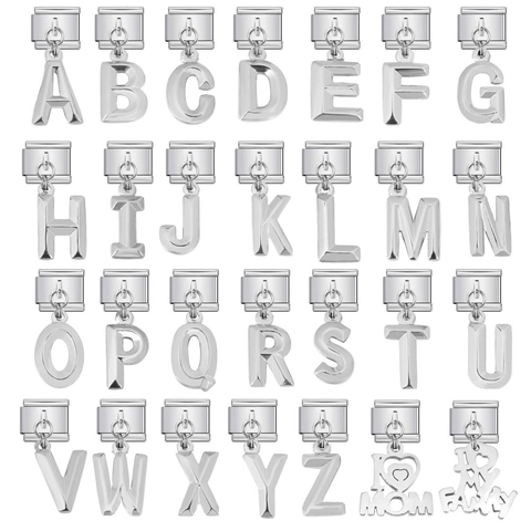 Edelstahl Italienische Charm-Links Für Armband DIY Schmuckherstellung Emaille Alphabet Buchstaben Herz Charms Damen Unisex