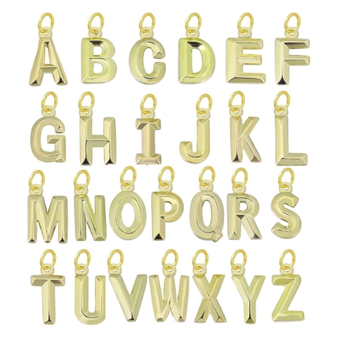 Stainless Steel Alphabet Initial Pendant For DIY Jewelry Making 18K Gold Plated English Letter A-Z Charms Minimalist Necklace Accessories For Women