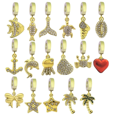 18K Gold Plated Stainless Steel Marine Animal DIY Charms Octopus Turtle Dolphin Fish Pendant For Bracelet Making Jewelry