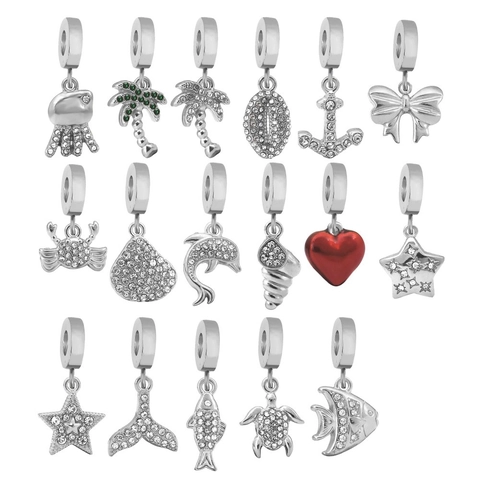 Stainless Steel Marine Animal DIY Charms Enamel Rhinestone Pendants For Women Ocean Theme DIY Jewelry Making Sea Turtle Starfish Dolphin Coconut Tree