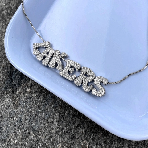 DIY Copper Initial Letter Pendant With Sparkling Rhinestone Inlay Electroplated Silver Alphabet Jewelry Making Accessory