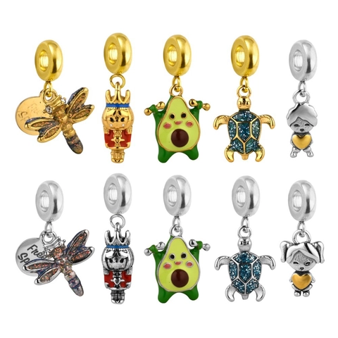 Stainless Steel DIY Charms Enamel Heart Avocado Nutcracker Pendants For Bracelets Necklaces Jewelry Making Gift For Women