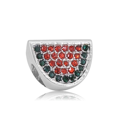 Stainless Steel DIY Charm Beads For Bracelets Cubic Zirconia Pave Enamel Heart Family Silhouette Watermelon Jewelry Making Findings