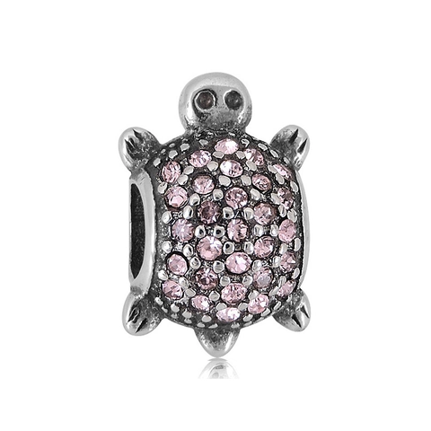 DIY Acero Inoxidable Diamante Esmalte Corazón Tortuga Cuentas Charms Para Pulsera Europea Fabricación de Joyas Regalo Mujer