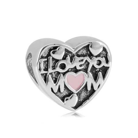Stainless Steel Heart Lip Four-Leaf Clover Beads For DIY Bracelet Mother's Day Love Enamel Rhinestone Charms Loose Beads