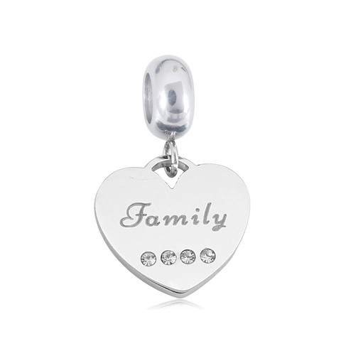 316L Stainless Steel Engraved Letter Charm Pendant With Rhinestones Polished Heart Crown Round Jewelry DIY Accessories For Women
