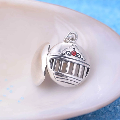 S925 Ασήμι 925 Μενταγιόν Ναός Κτίριο Charm Με Ζιρκόνια Στρας Για DIY Βραχιόλι Κολιέ Γυναικεία Κοσμήματα