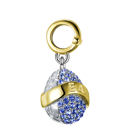 925 Sterling Silver Easter Egg Pendant Charm Blue Rhinestone Cross Dangle Bead For Bracelet Necklace DIY Jewelry Making Women