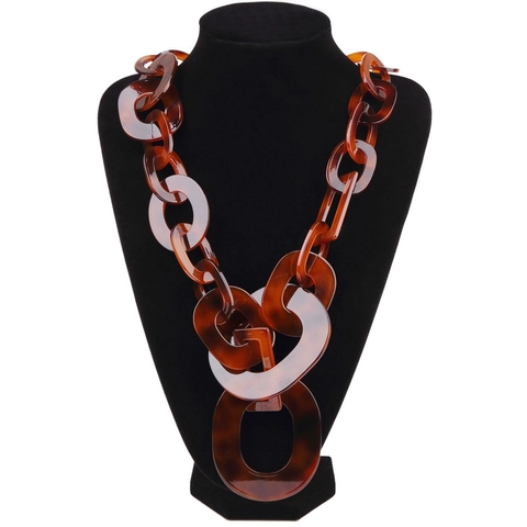 Bohemian Chunky Chain Statement Necklace Acrylic Resin Leopard Print Long Sweater Chain For Women Vintage Jewelry