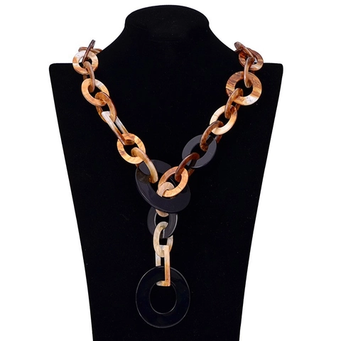 Bohemian Chunky Chain Statement Necklace Acrylic Resin Leopard Print Long Sweater Chain For Women Vintage Jewelry