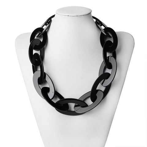 Grobe Acryl Gliederkette Für Damen Europäischer Amerikanischer Stil Statement Oval Kette Schlüsselbein Halskette Handgefertigt