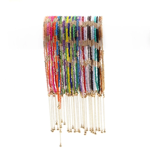 Handgefertigte Glasperlenkette Für Damen Bohemian Süßigkeitenfarbe Kristallperlen Chokerkette Mit Verlängerungskette Schmuck Geschenk