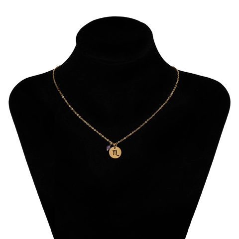 Edelstahl 12 Sternzeichen Zodiac Anhänger Halskette Für Damen Gold Silber Vergoldet Rund Hohl Sternzeichen Schmuck