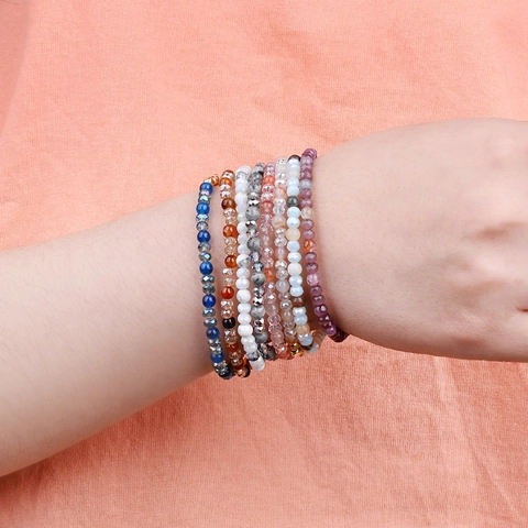 Bohemian Natural Stone Agate Crystal Beaded Bracelet For Women Elastic Multi Color Fashion Jewelry Jewelry Hand Chain