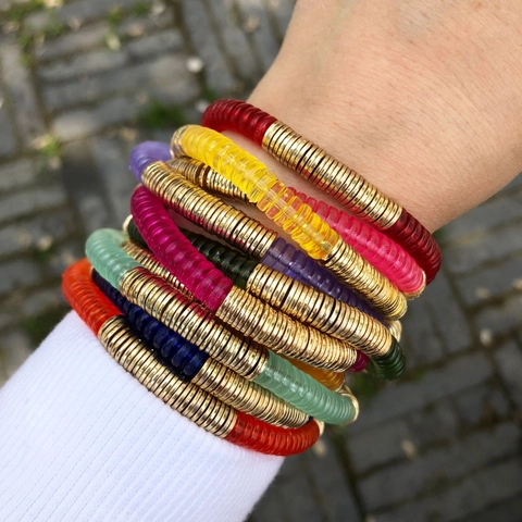 Boho Buntes Acryl Scheiben Perlenarmband Für Damen Vergoldete Legierung Geometrisches Heishi Armband Modeschmuck Geschenk