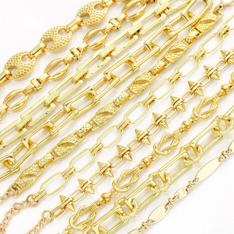 Vintage Legierung Gold Kette Armbänder Für Damen Punk Geometrisch Niet Seemannsknoten Rund Glied Verstellbar Armband Mode Schmuck