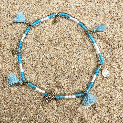 Tobillera de Abalorios Bohemia para Mujer Colgante de Borla Colorida Hoja Moneda Joyería de Pie Playa Cadena de Plástico Resina