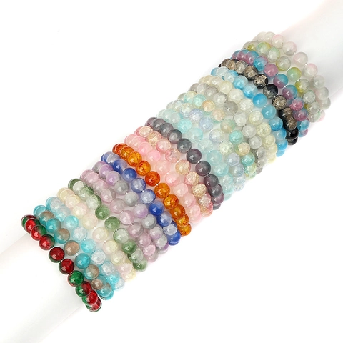 Pulsera para Mujer Estilo Chino Cuentas de Vidrio Degradado Transparente Bicolor Joyería de Moda Accesorio Diario