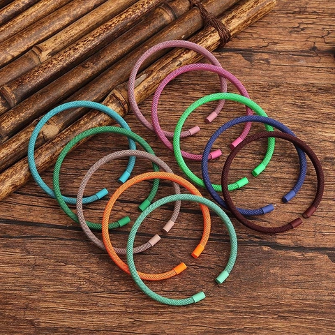 Edelstahl Mesh Armreif Für Damen Herren Minimalistisch Mehrfarbig Gewebter Verstellbarer Armreif Modeschmuck Geschenk