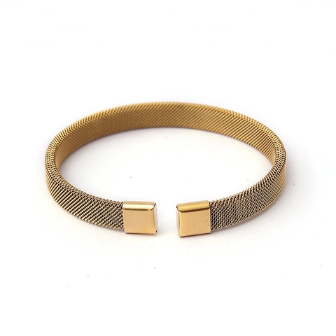 Edelstahl Milanese Mesh Armreif C-Förmig Offen Gewebt Armband Minimalistisch Modern Bunt Mode Schmuck Für Damen Herren