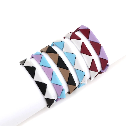 Böhmisch Geometrisch Dreieck Patchwork Armband Legierung Matt Zwei-Farben Elastisch Damen Herren Mode Schmuck