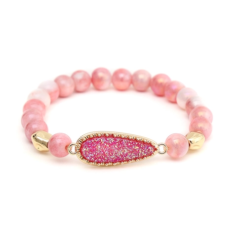 Bohemian Legierung Perlen Armband Damen Wassertropfen Druzy Anhänger Harz Glas Marmor Textur Perlen Chic Schmuck Geschenk
