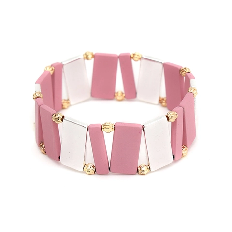 Handmade Tila Bead Elastic Bracelet For Women Bohemian Geometric Colorful Enamel Alloy Stretch Bracelet Fashion Jewelry Gift