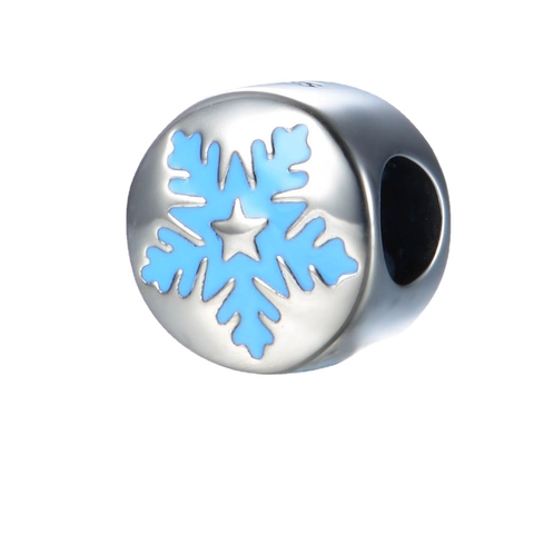 925 Sterling Silber Schneeflocke Charm Perle Blaue Emaille Winter Weihnachten Charms Für Damen DIY Armband Schmuckherstellung