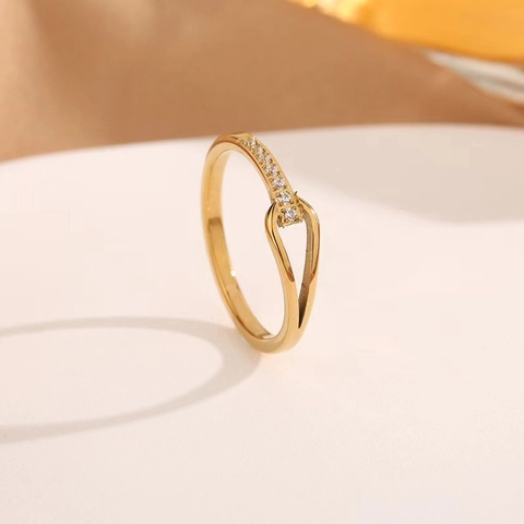 Titanstahl Wassertropfen Strass Ring Für Damen Nischendesign Mode Galvanisiert Gold Silber Farbe Schmuck Fingerring