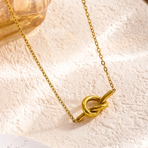 Minimalistisch Titanium Staal Knoop Hanger Halsketting Elegante Goud Zilver Vergulde Sleutelbeen Ketting Voor Vrouwen Sieraden