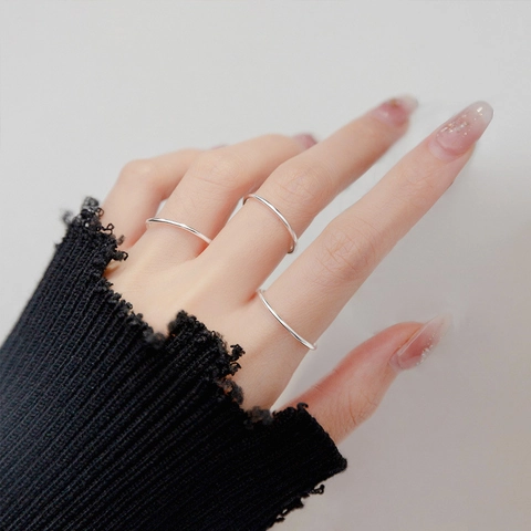 Minimalist Titanium Steel Thin Band Ring For Women Men Plain Stackable Ring Gold Rose Gold Silver Polished Jewelry Accessory