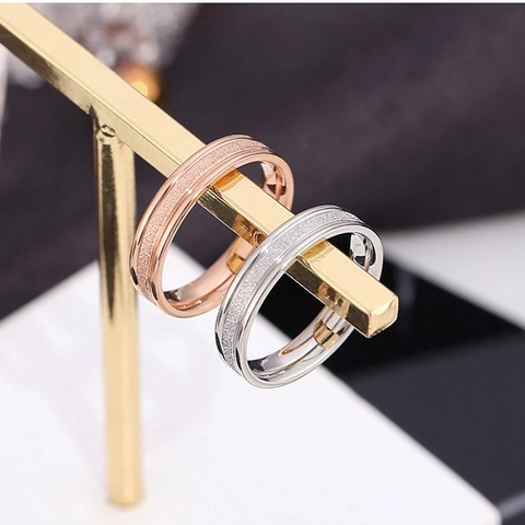 Minimalist Stainless Steel Frosted Ring For Unisex Cold Style Sandblasted Texture Polished Edge Band Finger Ring Jewelry