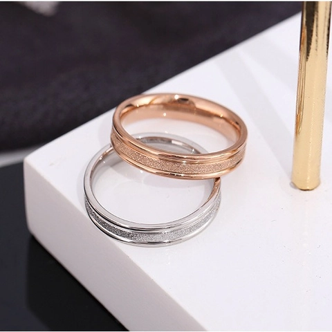 Minimalist Stainless Steel Frosted Ring For Unisex Cold Style Sandblasted Texture Polished Edge Band Finger Ring Jewelry