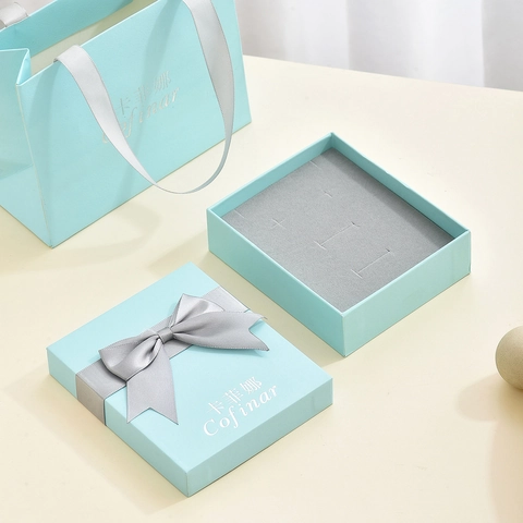 Caja De Regalo De Embalaje De Joyas De Estilo Coreano Con Lazo De Cinta Y Bandeja De Exhibición De Joyas Para Anillos