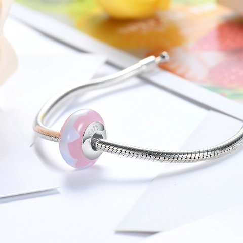 Χάντρες Lampwork από Ασήμι 925 Πολύχρωμες με Μεγάλη Τρύπα Charm για DIY Βραχιόλια Αξεσουάρ Κατασκευής Κοσμημάτων Χαλαρές Χάντρες