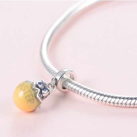 925 Sterling Silver Owl Easter Egg Charm Pendant Only Without Chain For DIY Jewelry Making Bracelet Blue Zirconia Inlaid