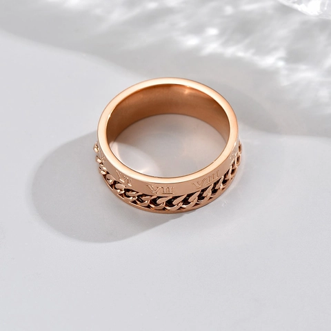 Anillo Spinner de Acero Inoxidable con Números Romanos y Cadena Giratoria para Hombre Mujer Estilo Punk Retro Joyería Regalo