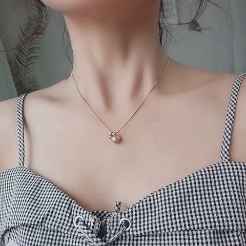 Titanium Steel Frosted Solid Round Ball Pendant Necklace For Women Gold Plated Snake Bone Chain Minimalist Clavicle Jewelry