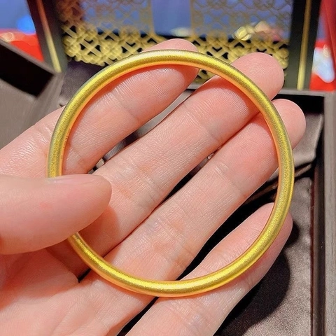 Matte Gold Titanium Steel Bracelet Simple Plain Frosted Bangle Non-fading Minimalist Ring Fashion Jewelry Gift For Women
