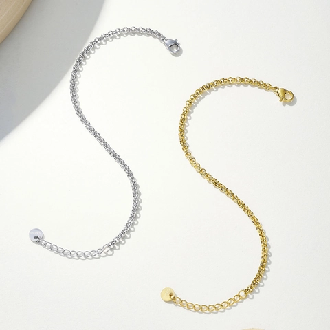 Minimalistisches Edelstahl Rolo Kette Armband Für Damen Herren 14K Gold Silber Vergoldet Basic Gliederkette Verstellbarer Modeschmuck