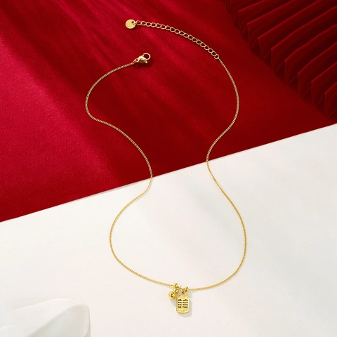 Halsketting Met Abacus Kalebas Hanger 24K Verguld 304 Roestvrij Staal Sieraden Retro Sleutelbeen Ketting Voor Dames