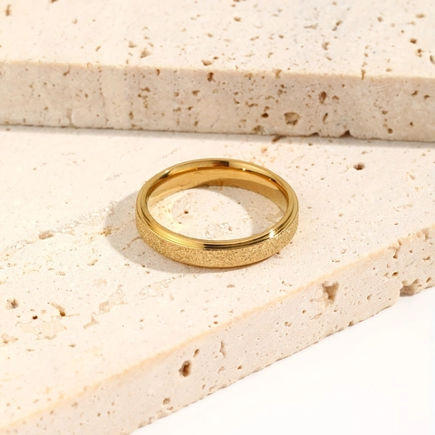 Minimalist Stainless Steel Frosted Ring For Men Women Gold Silver Vacuum Plated Sandblasted Band Ring Fashion Daily Jewelry Gift